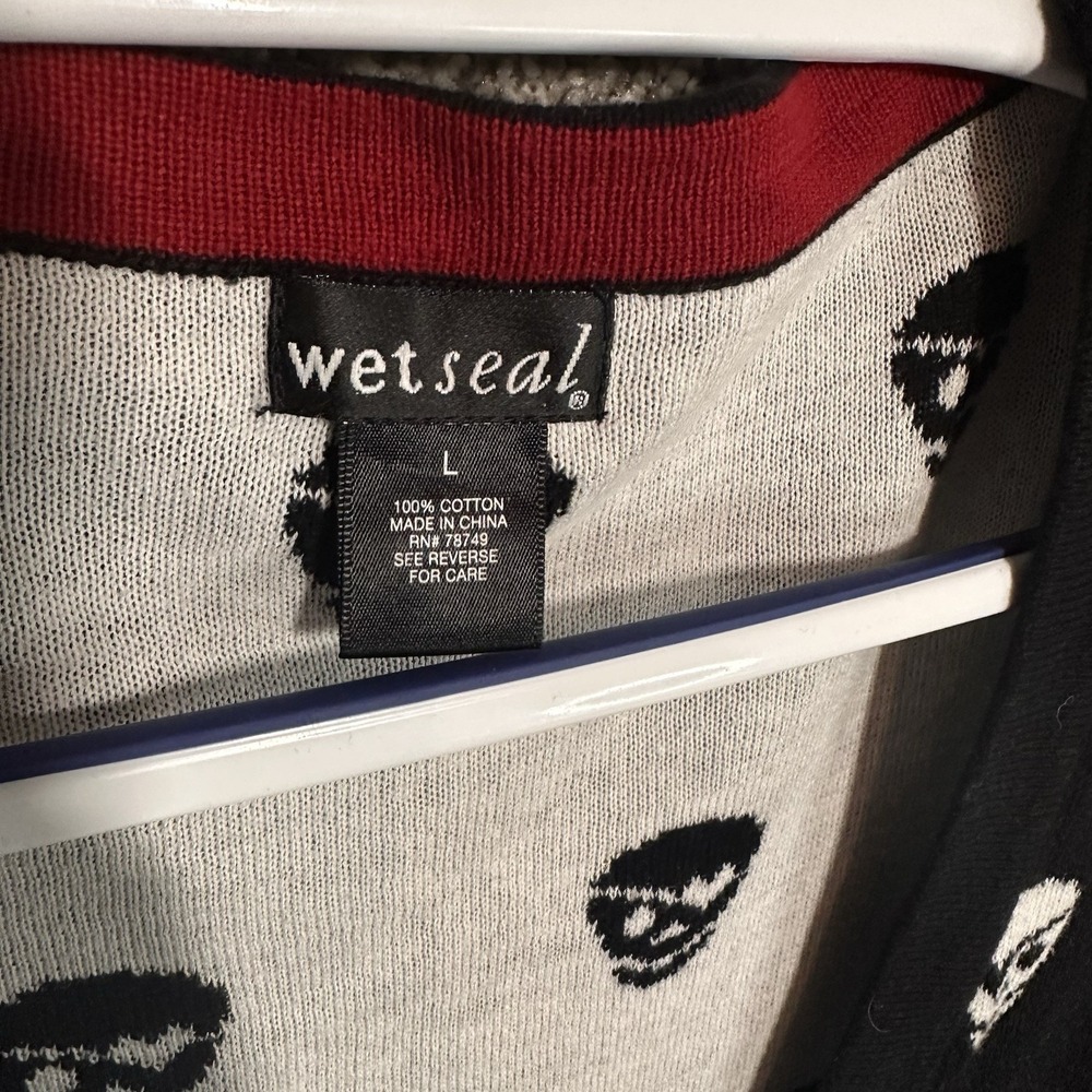 Wet Seal Sweater Womens LargeSkull Knit Cardigan Long Sleeve Gothic Punk - Picture 4 of 4